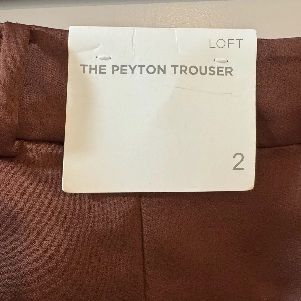 NWT - LOFT The Peyton Trouser - Size 2 - Metallic Copper Brown - Picture 4 of 6